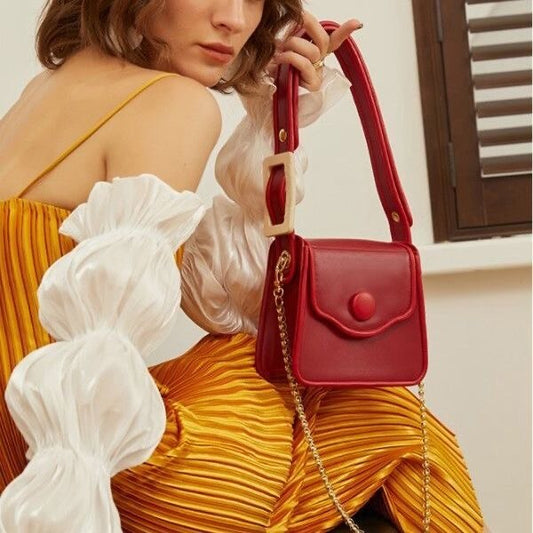 Scarla Retro Button and Chain Shoulder Bag