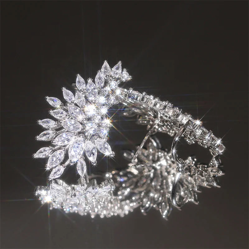 Lorna CZ Crystal Leaves Stud Earrings