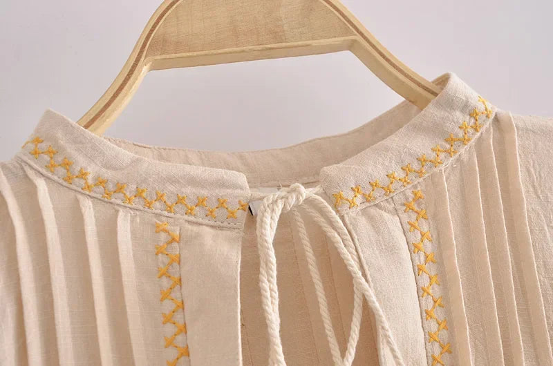 Rosalie Floral Embroidery Mini Folk Dress