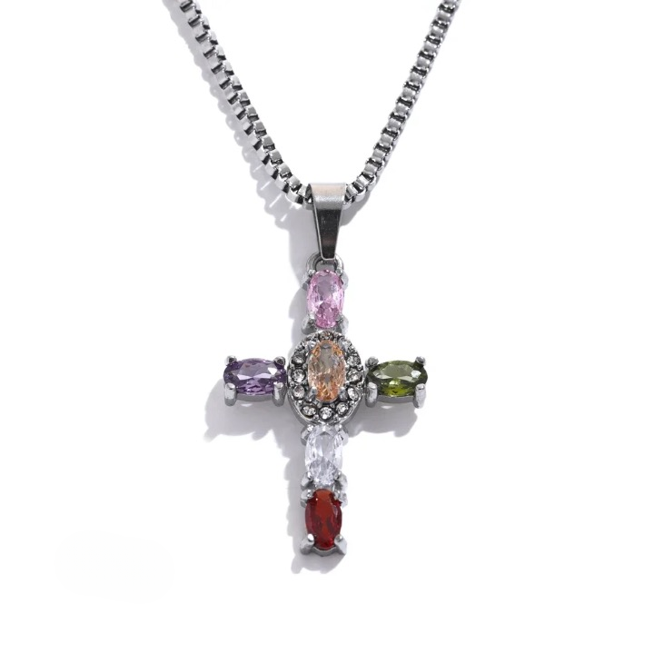 Luxe Cubic Zirconia Cross Pendant Necklace