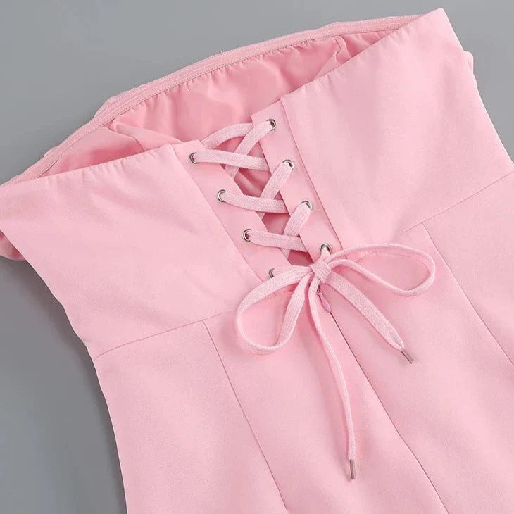 Myla Rosette Applique Tube Mini Dress