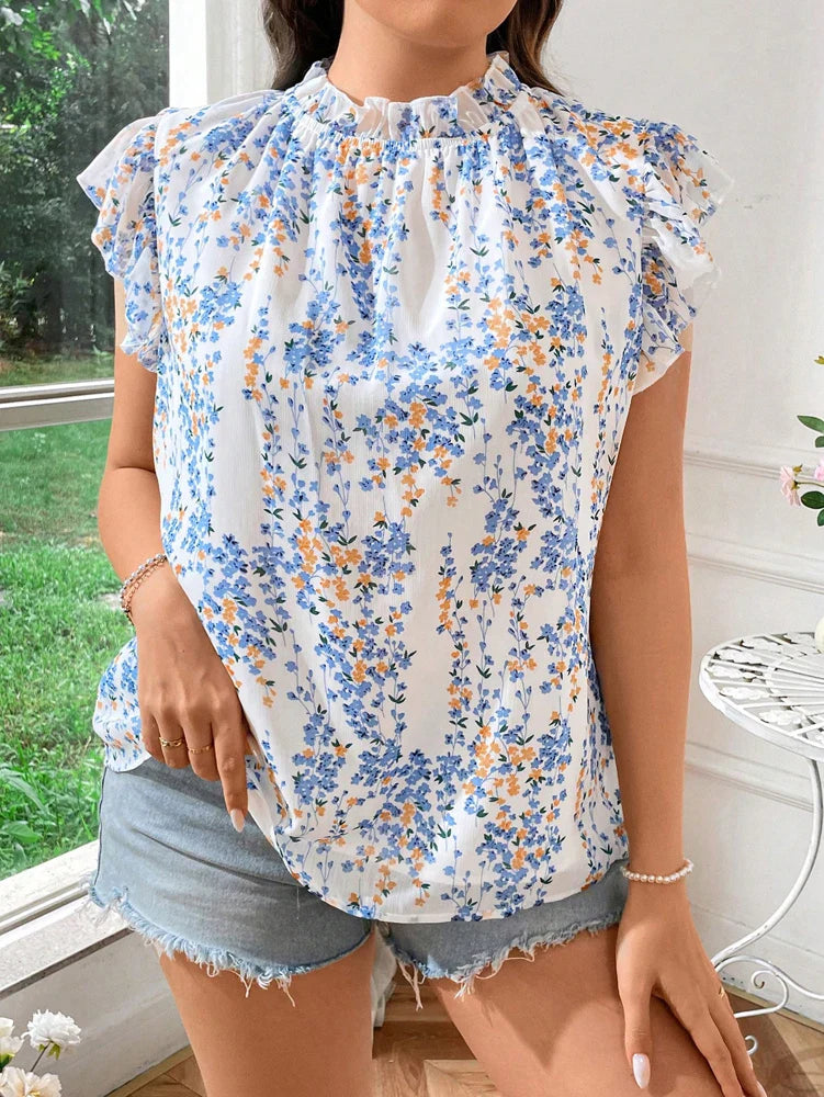Bohemian Floral V-neck T-shirt