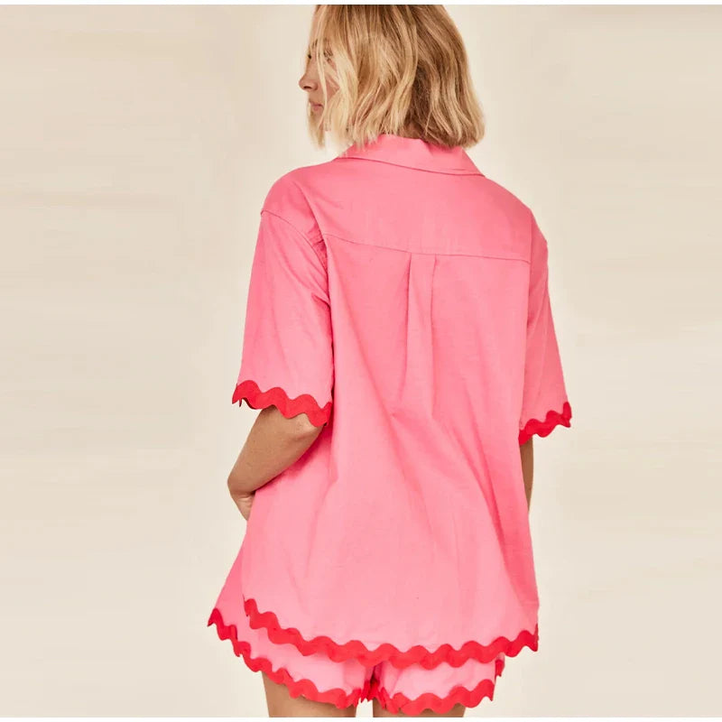 Avalon Waffle Trim Shirt & Short Set