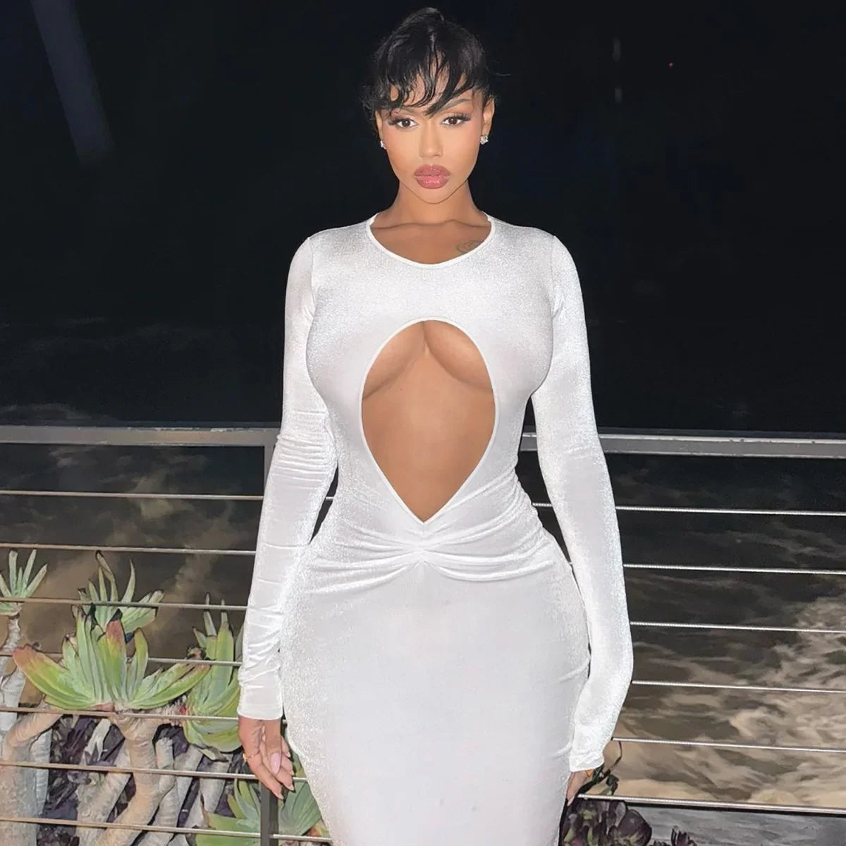 Velvet Pleated Bodycon Maxi Party Dress