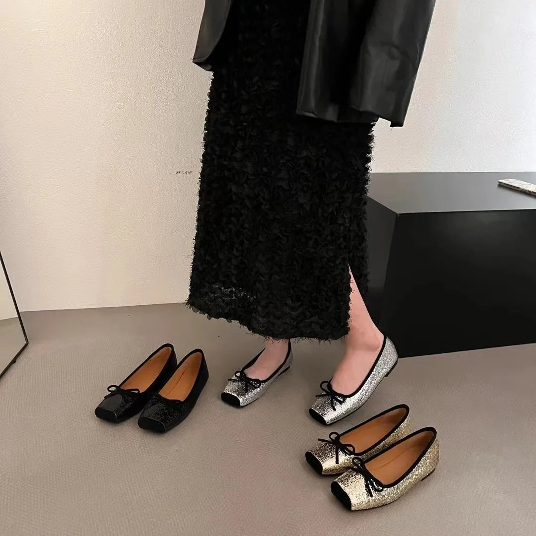 Rafaella Crinkle Metal Effect Ballet Flats