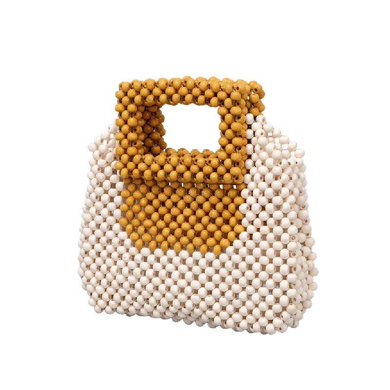 Vintage Wooden Beading Look Mini Clutch Bags