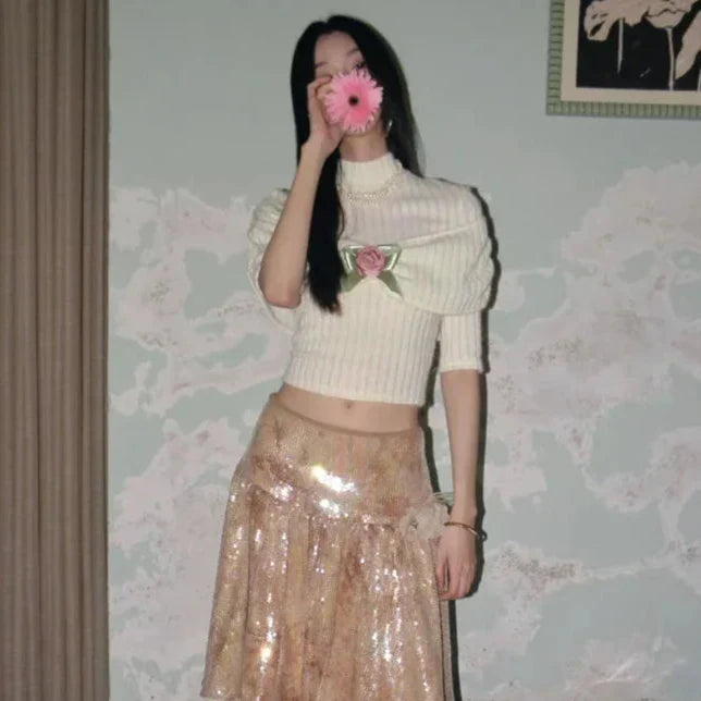 Kara Vintage Rosette Knit Top