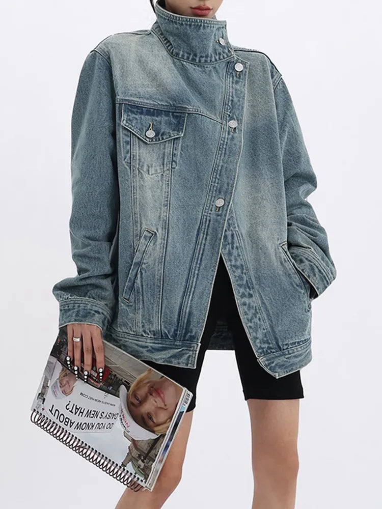 Nomie Funnel Neck Denim Jacket