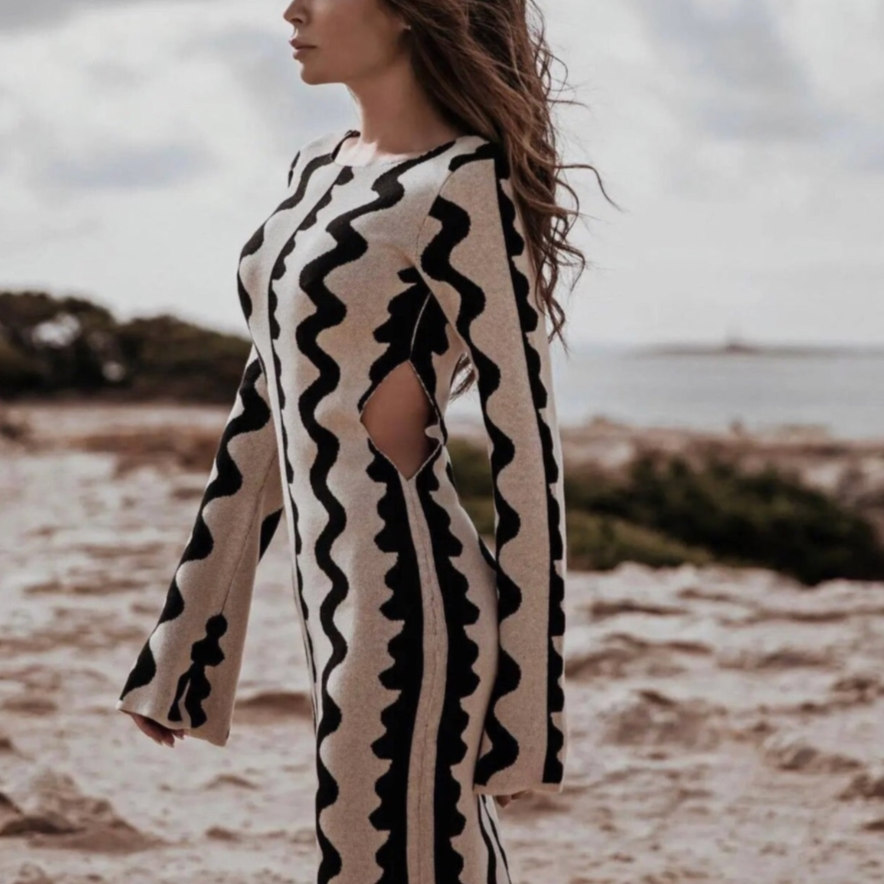 Aili Pattern Prints Bodycon Maxi Dress