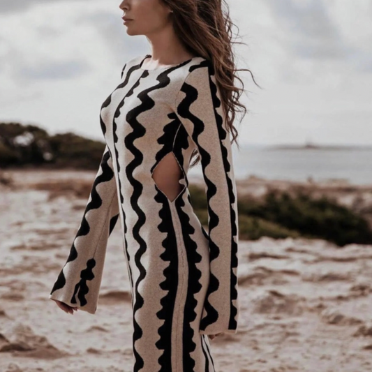 Aili Pattern Prints Bodycon Maxi Dress