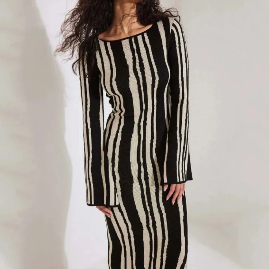 Aili Pattern Prints Bodycon Maxi Dress