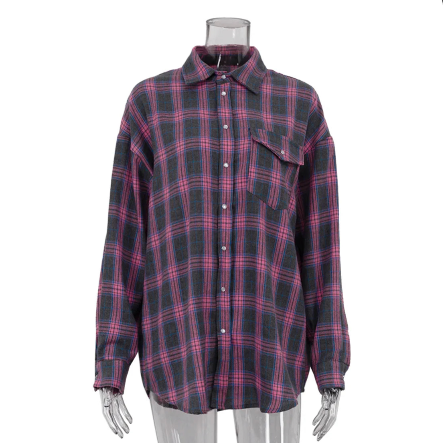 Clri Oversized Plaid Shirts