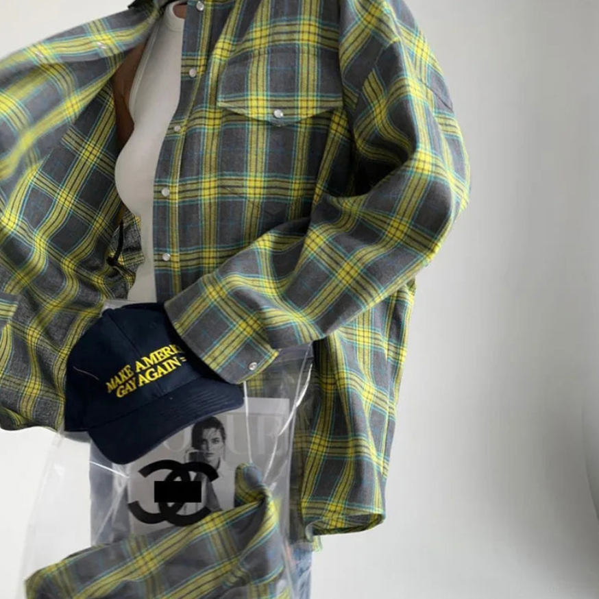 Clri Oversized Plaid Shirts