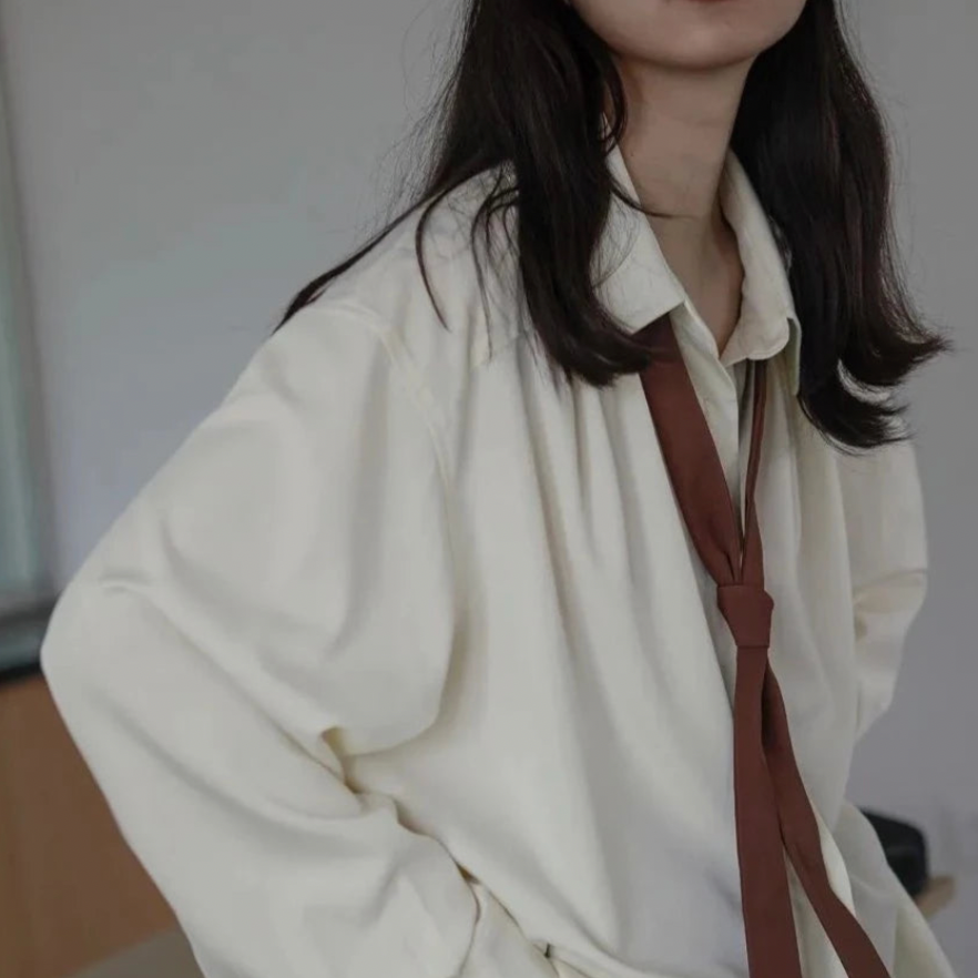 Adily Casual Tie Shirt Blouse