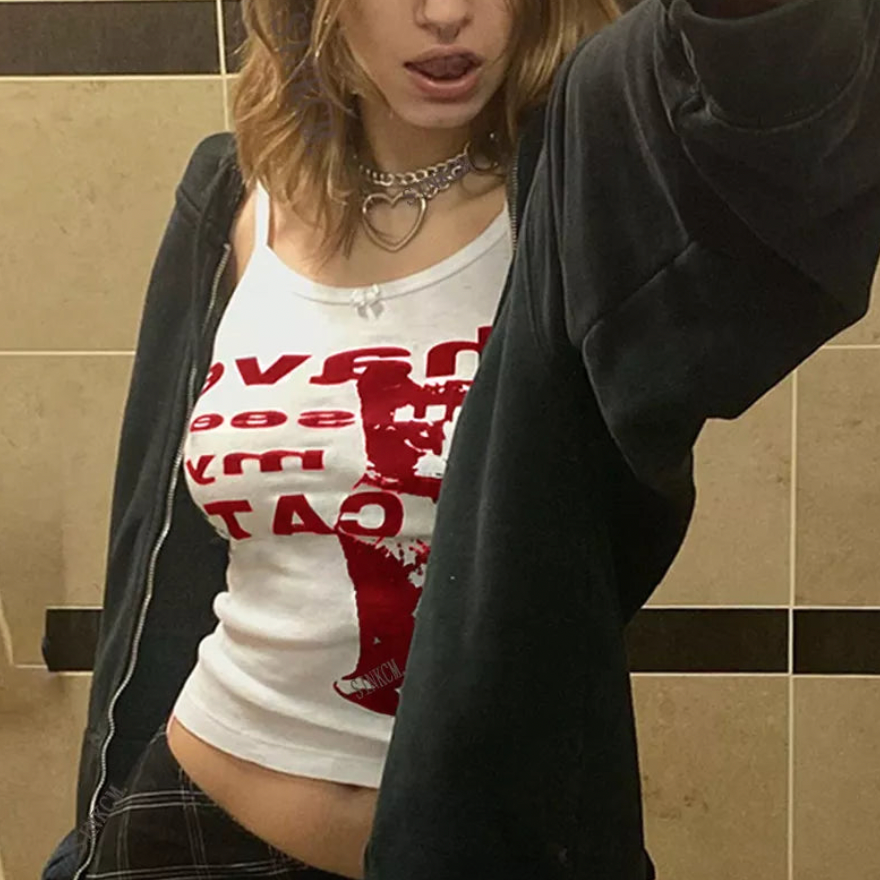 Harajuku Cats Prints Tank Tops