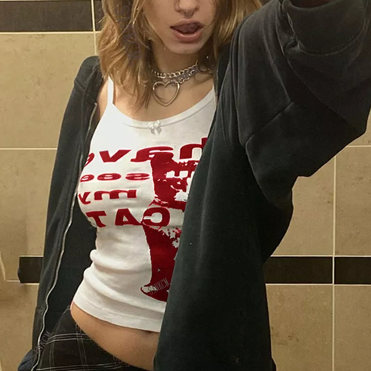 Harajuku Cats Prints Tank Tops