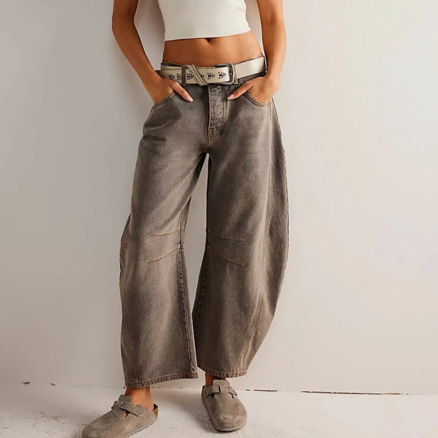 Killia Cropped Wide Leg Barrel Jeans
