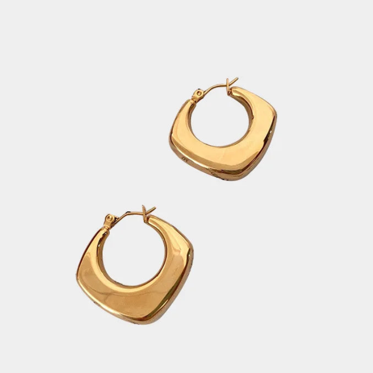 18K Gold Plated Geometric Hoop Earrings