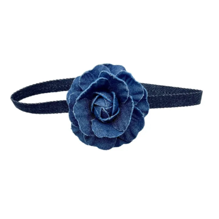 Denim Rose Corsage Choker Necklaces