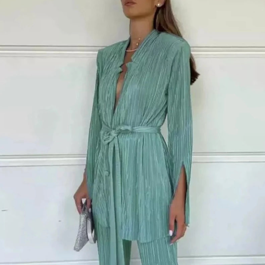 Clarie Pleated Flowy Suit
