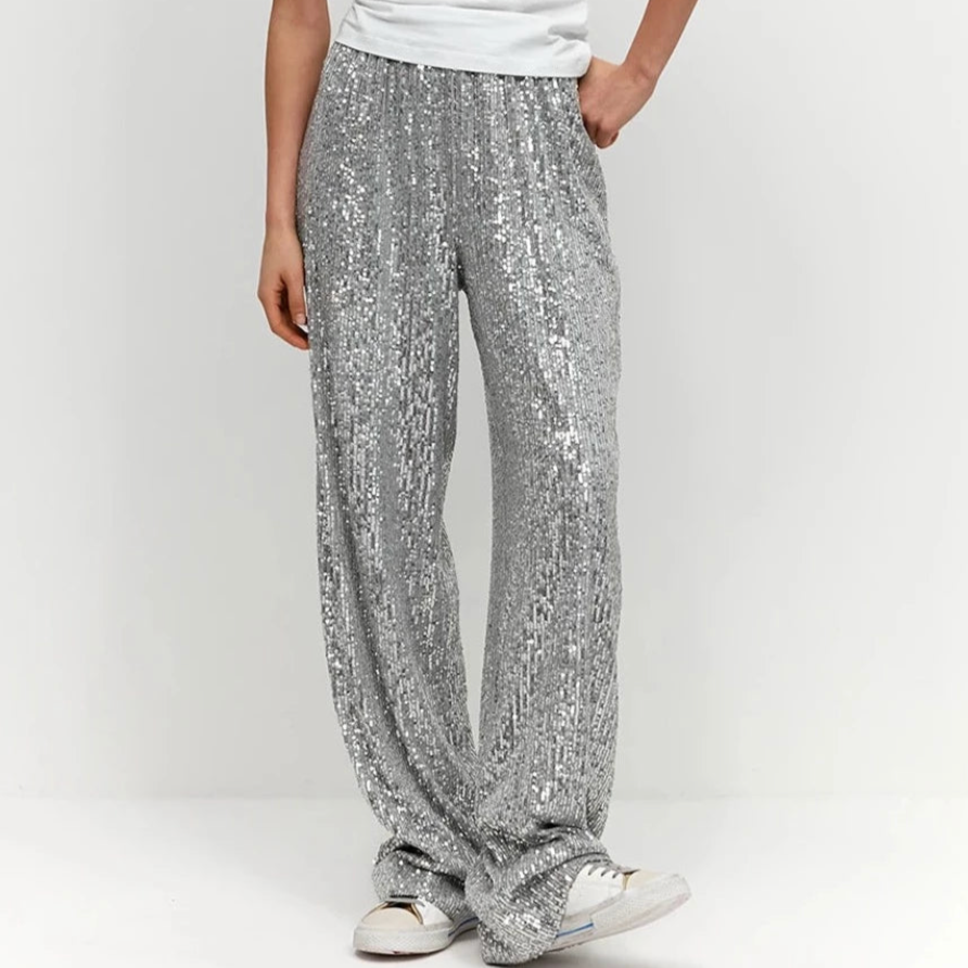Shona Metallic Sequin Wide Leg Pants