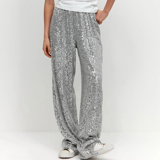Shona Metallic Sequin Wide Leg Pants