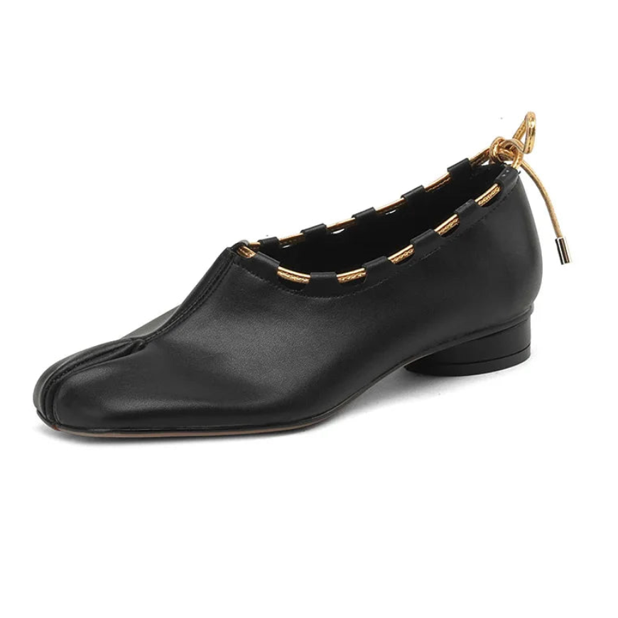 Eara Split Toe Rope Tie Moccasin Flats