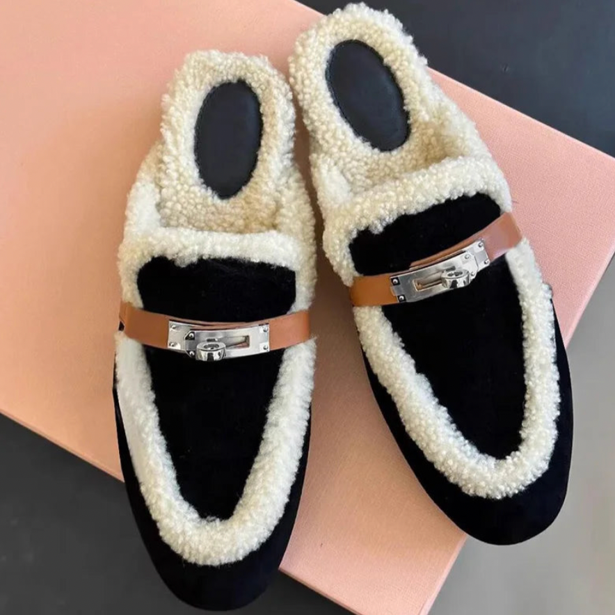Katriona Faux Lambs Wool Fur Mule Slipper