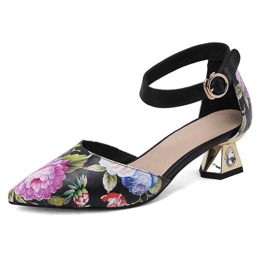 Rosita Flower Ankle Strap Pumps