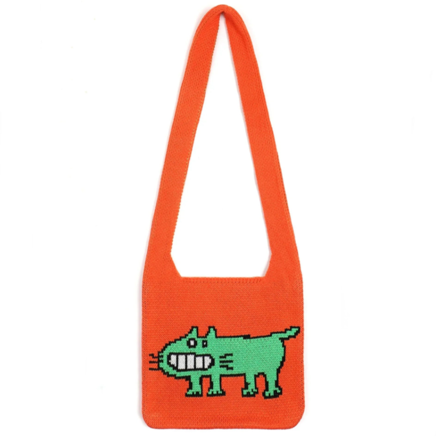 Cartoon Dog Intarsia Knit Bag