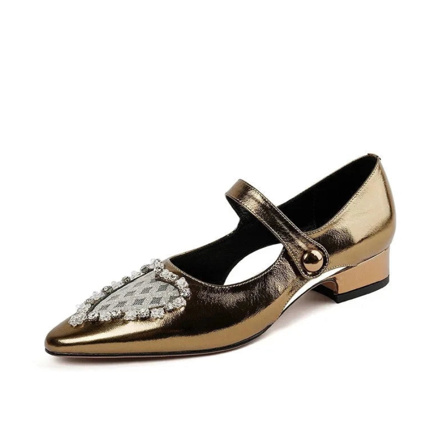 Maria Heart Embellished Mary Janes Flats