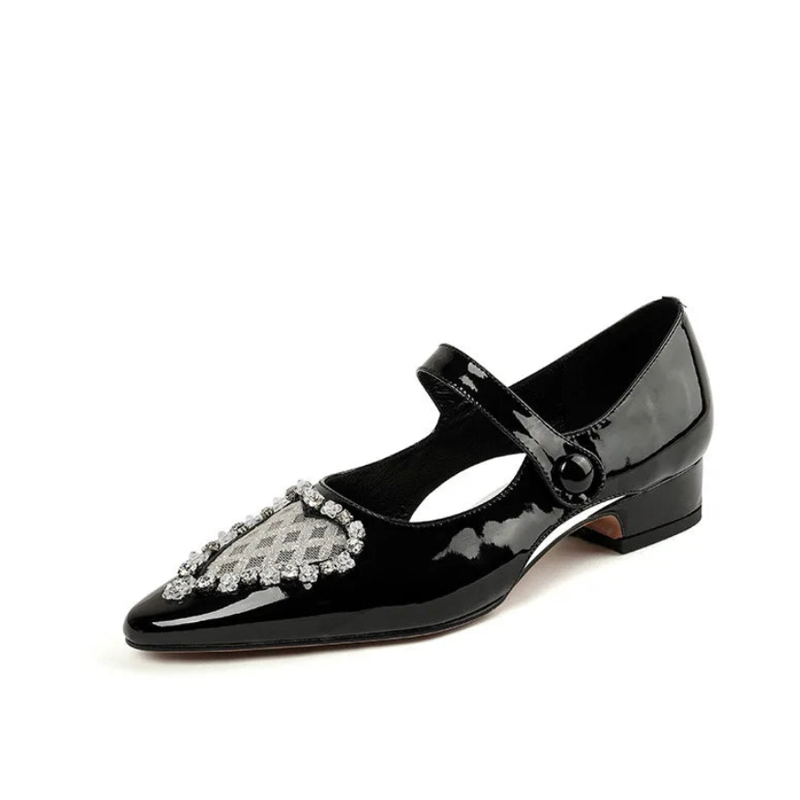 Maria Heart Embellished Mary Janes Flats
