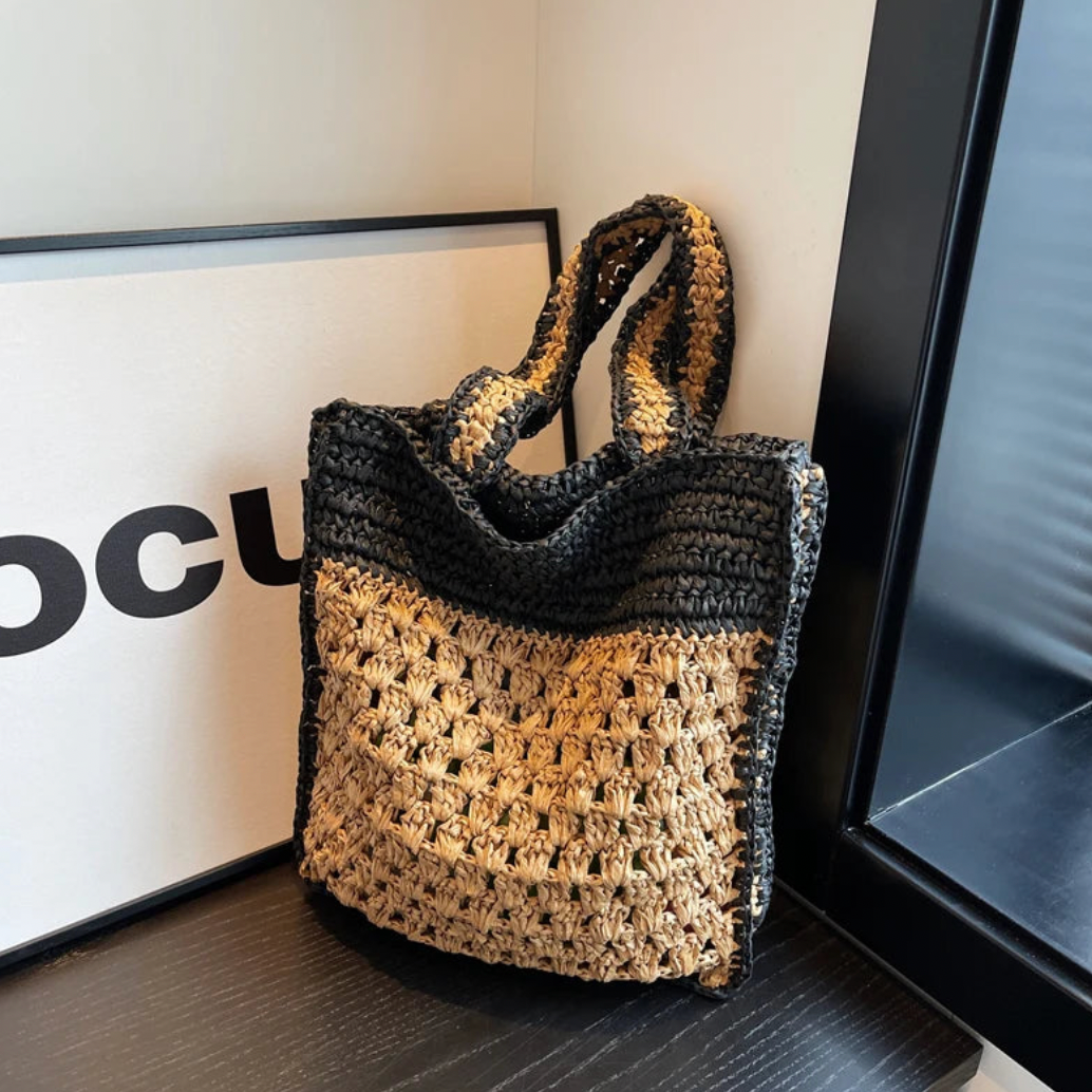 Milli Two Tone Straw Totes