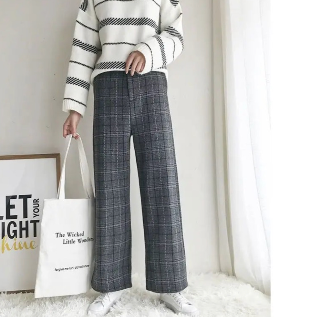 Jamie Woolen Plaid Cropped Pants