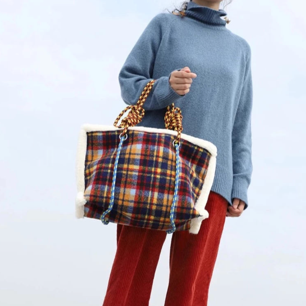 Nesma Ropework Jumbo Felt Tartan Totes