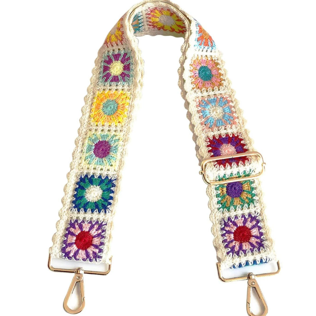 Bohemian Crochet Flower Bag Straps