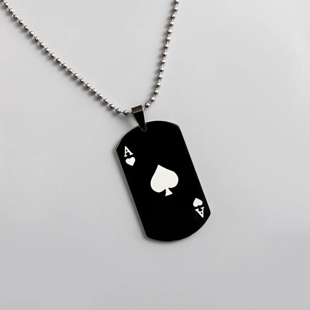 Ace of Spade ID Tag Pendant Necklace