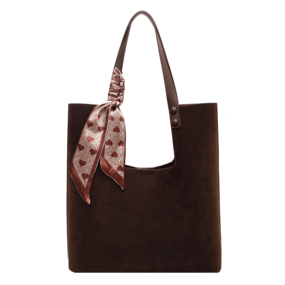 Genna Elegant Scarf Faux Suede Tote