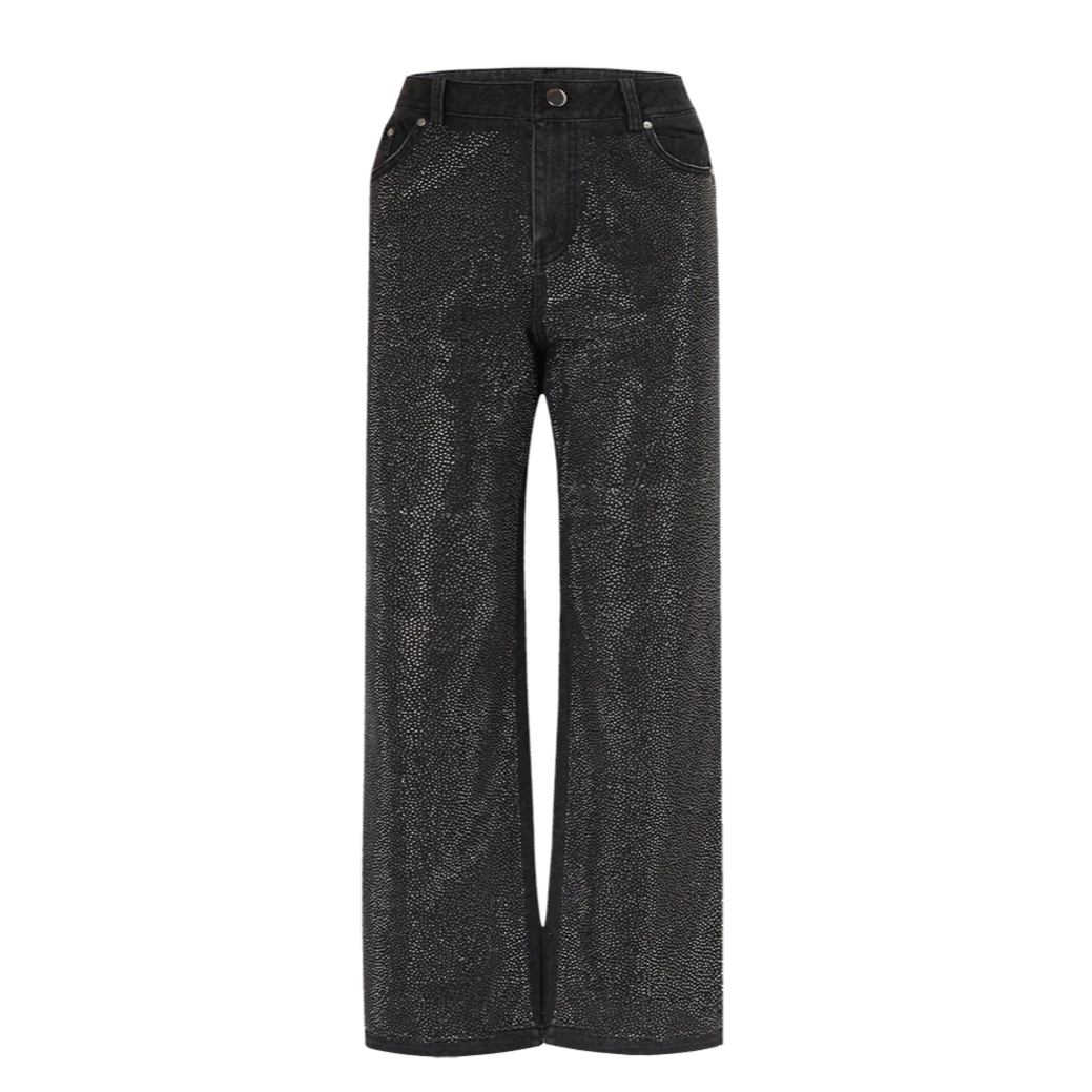 Melanie Rivet Embellished Wide Leg Baggy Jeans