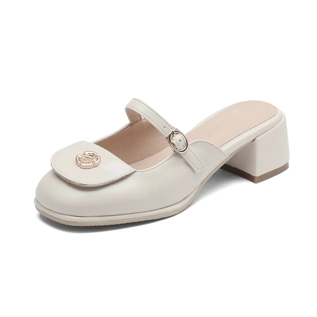 Loran Retro Round Toe Mule Pumps