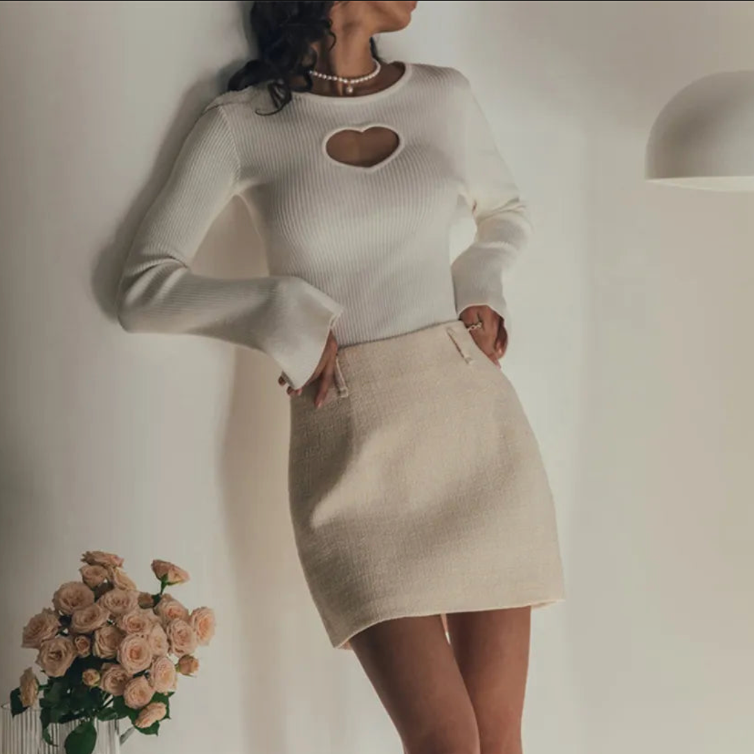 Meadow Heart Cut Out Ribbed Top