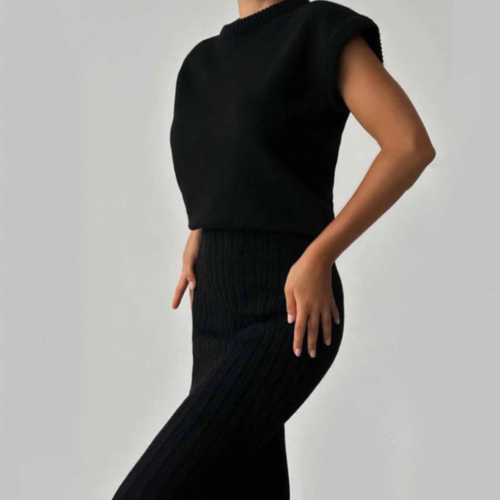 Giona Casual Knit O-neck Top & Bodycon Skirts Set