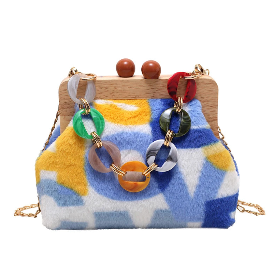 Naoko Colorful Letter Print Plush Coin Bags