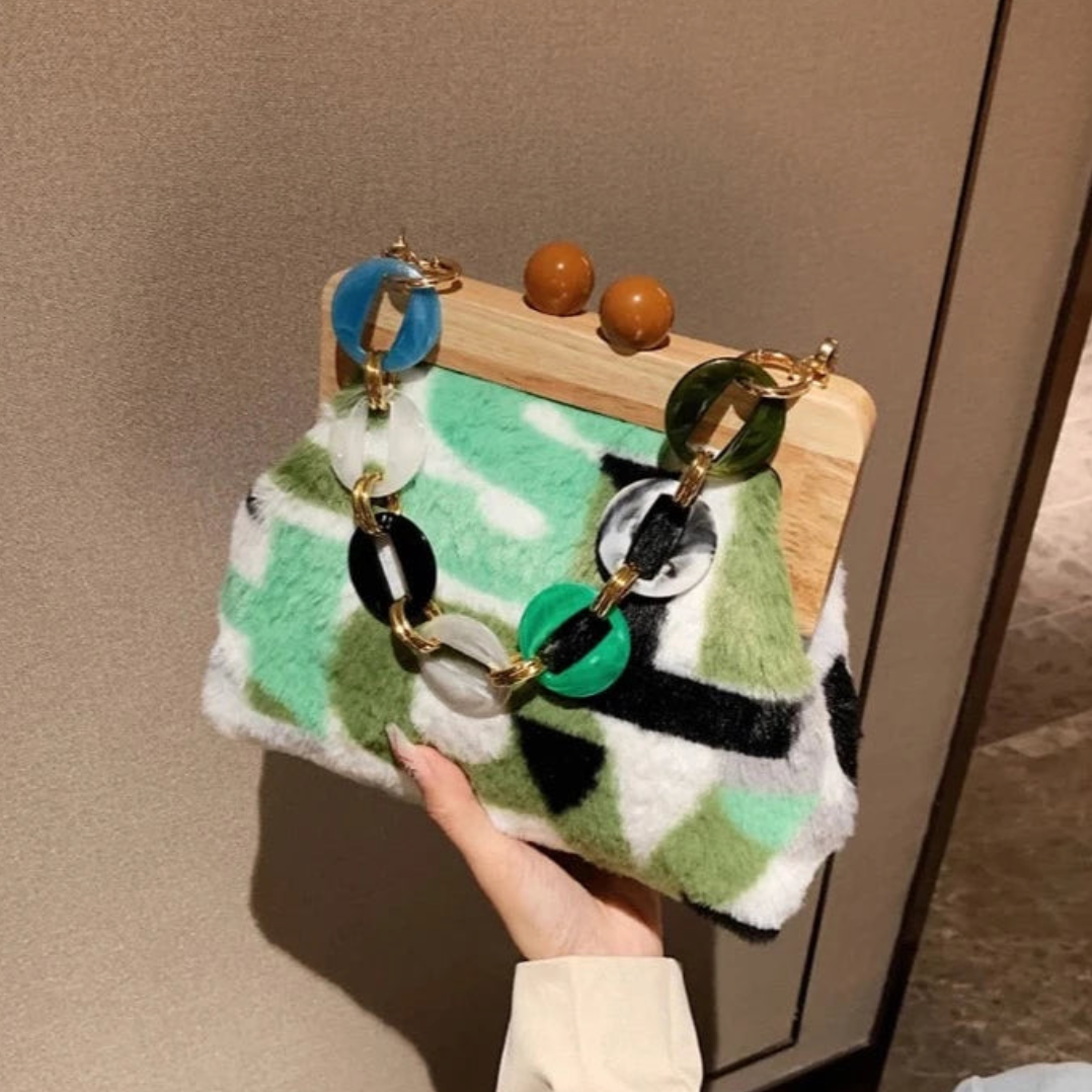 Naoko Colorful Letter Print Plush Coin Bags