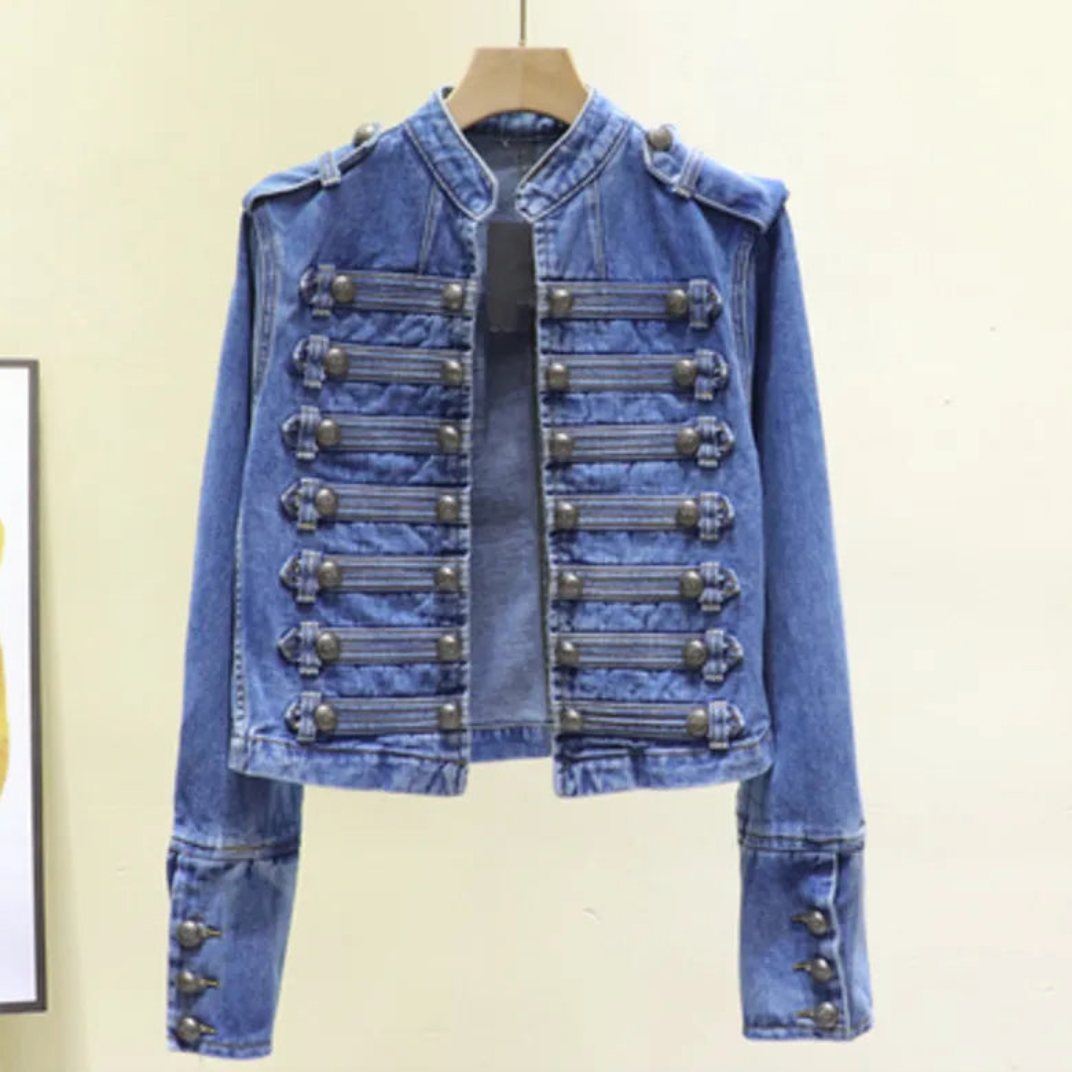 Julane Vintage Military Denim Jacket