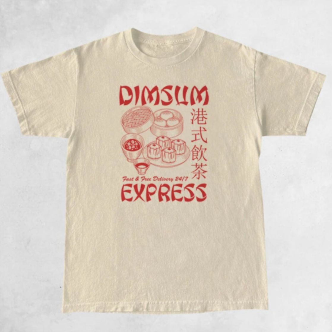 Unisex Dim Sum Express Retro Graphic Tees