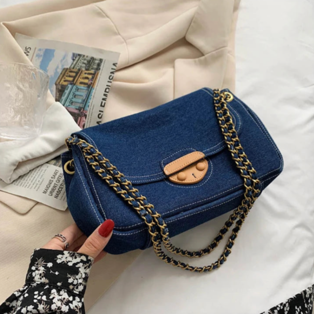 Lana Vintage Blue Denim Flap Bags