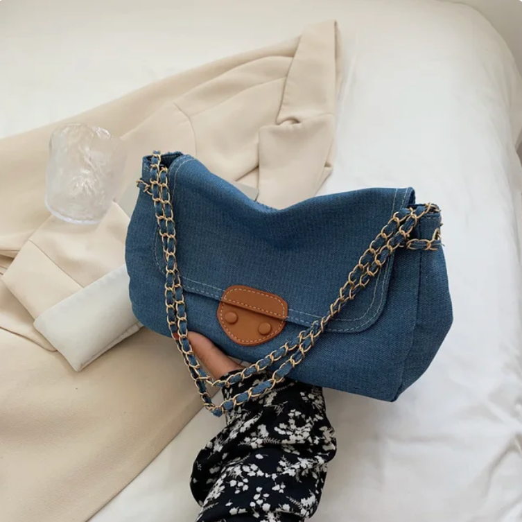 Lana Vintage Blue Denim Flap Bags