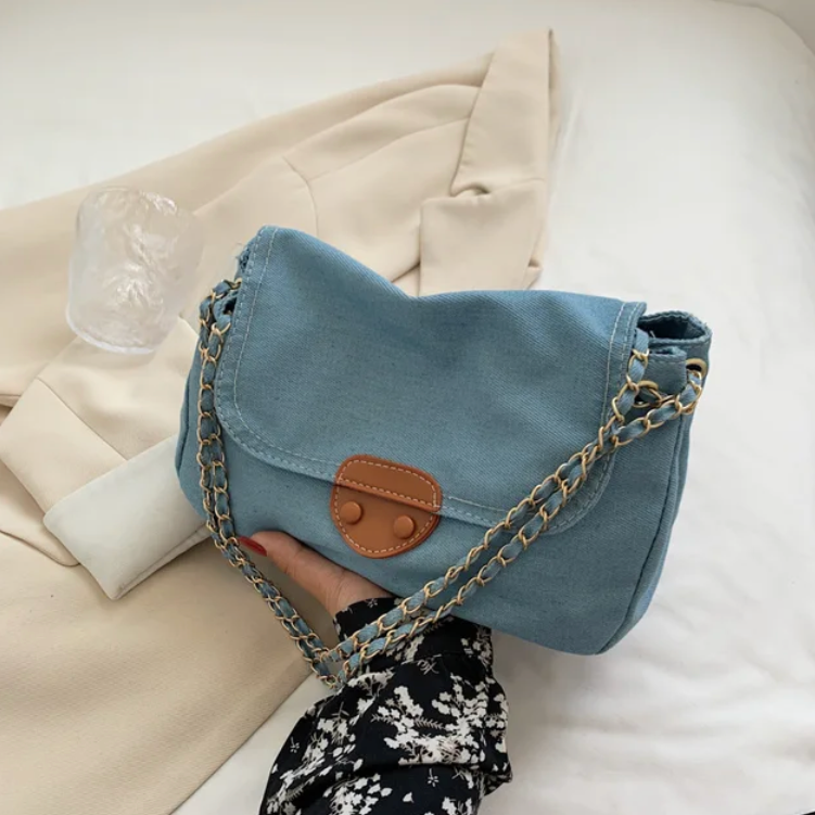 Lana Vintage Blue Denim Flap Bags