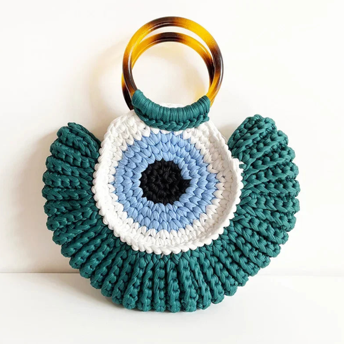 Bull's Eye Crochet Knit Round Retro Mini Totes
